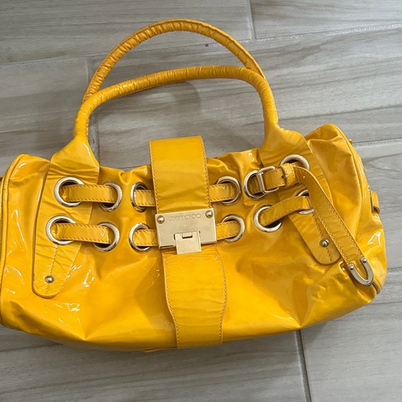 Jimmy Choo Yellow Patent Leather Handbag - Picture 1 of 14